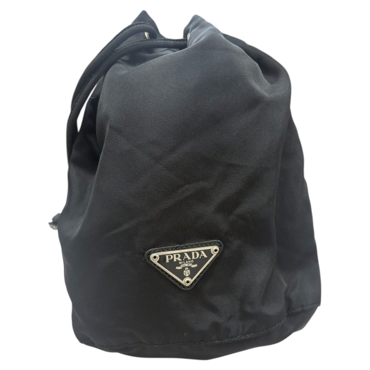 美品 PRADA プラダ テスート 三角ロゴプレート ブラック ナイロン