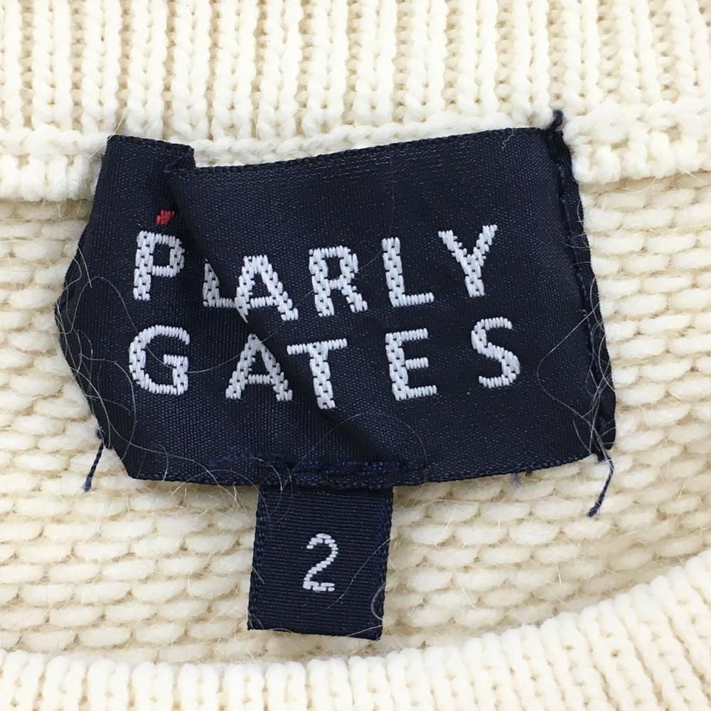 美品！PEARLY GATESニットセーターワッペン 超美品】パーリーゲイツ セーター アイボリー アップルワッペン モヘヤ