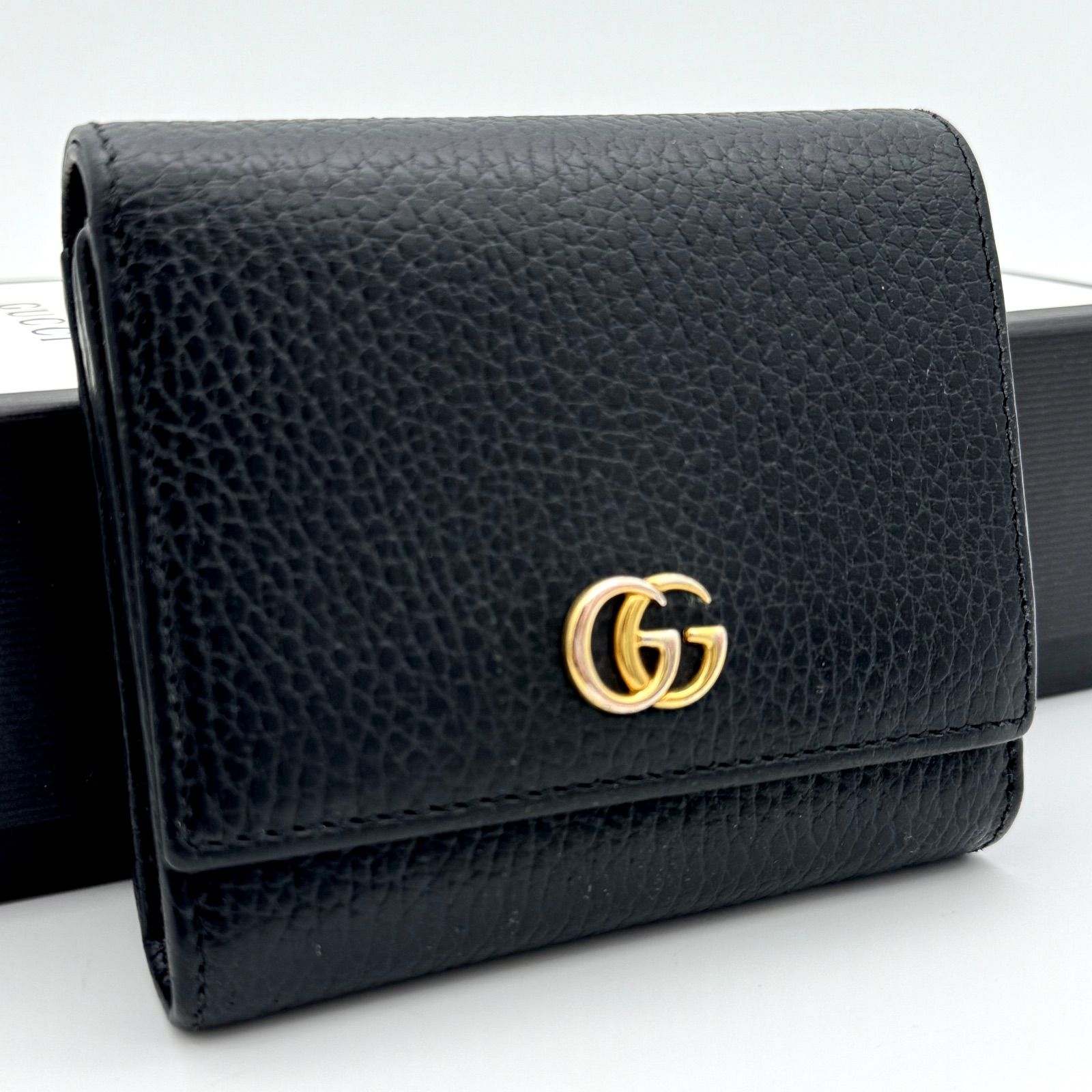 GUCCI グッチ 折財布 GG マーモント ブラック 黒 598587 ゴールド 金具