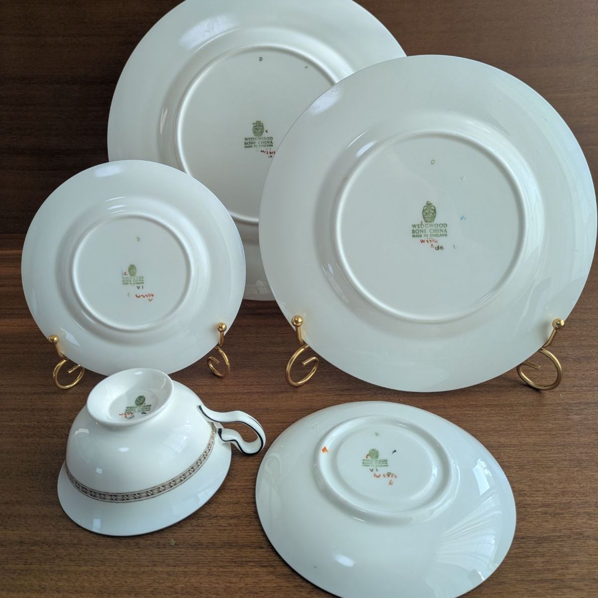 英国ヴィンテージ フロレンティーン ターコイズ 5点セット ティーカップ ソーサー ディナー デザートプレート