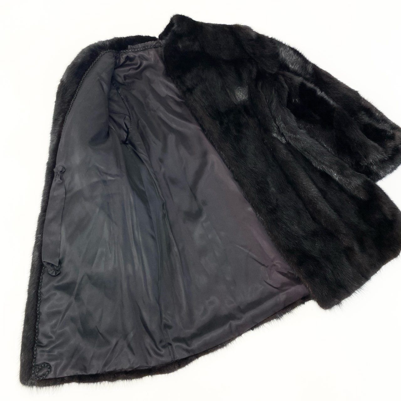 57a14 SAGA MINK サガミンク 金サガ 横段 ダークミンク ロングコート