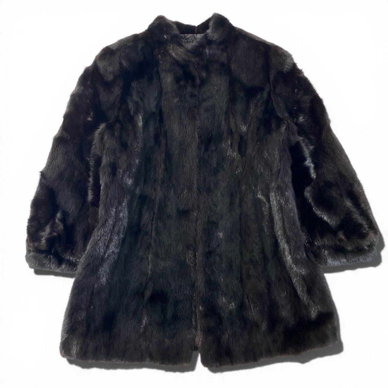 57a14 SAGA MINK サガミンク 金サガ 横段 ダークミンク ロングコート