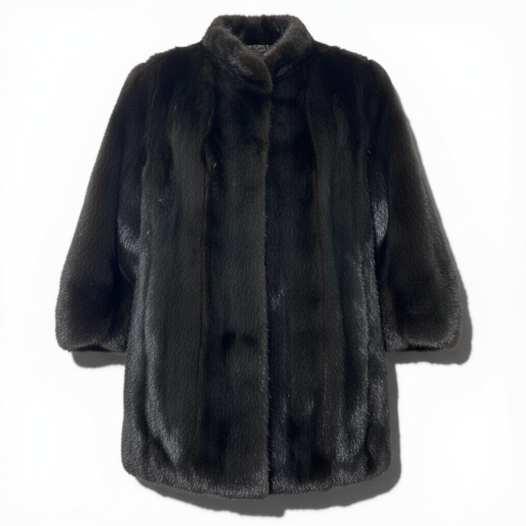 美品　サガミンク　金タグ　金サガ　毛皮　ミンク　ロングコート　ダークブラウン 57a14 SAGA MINK サガミンク 金サガ 横段 ダークミンク ロングコート