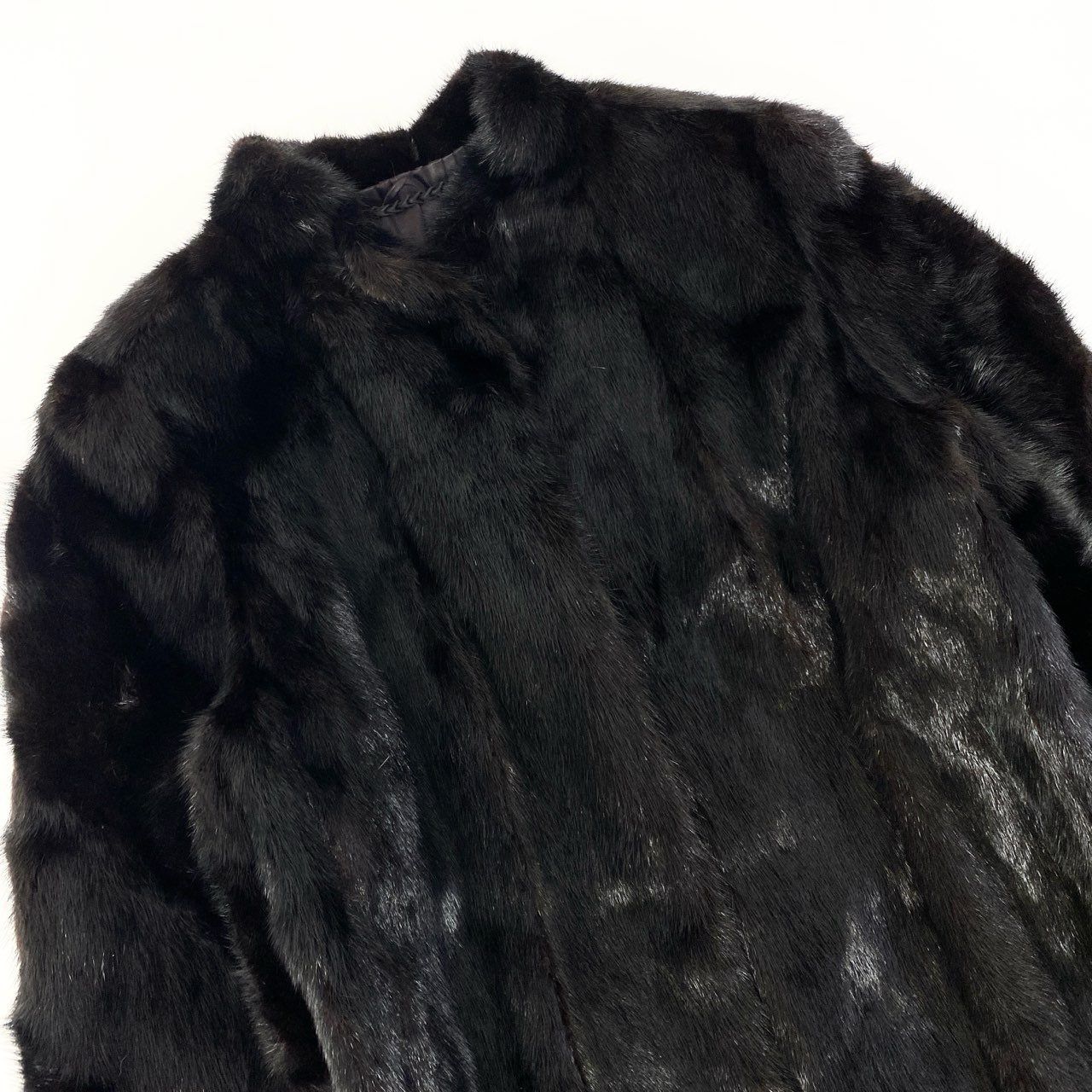 57a14 SAGA MINK サガミンク 金サガ 横段 ダークミンク ロングコート