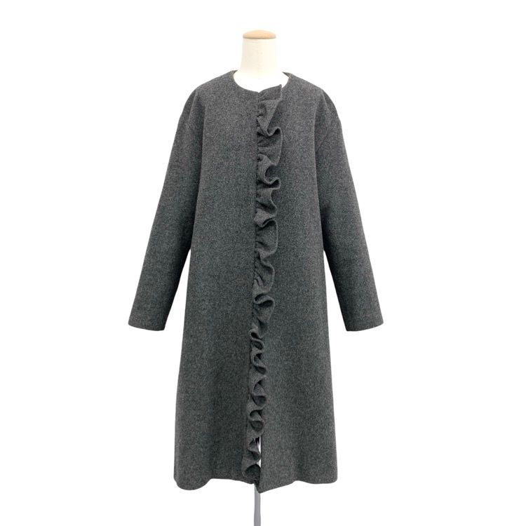 YOKOCHAN ヨーコチャン フロントラッフルコート ウール グレー F YCC