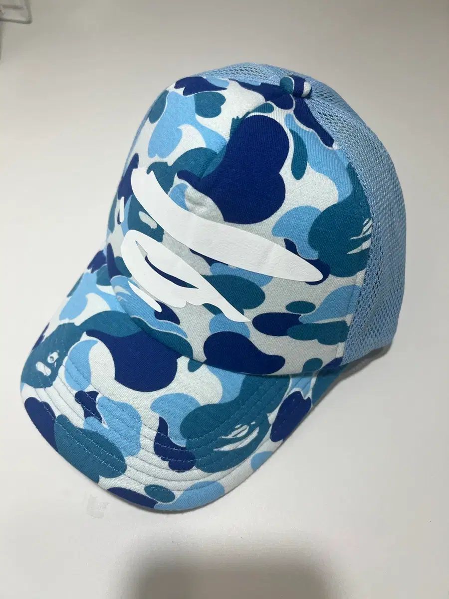 A BATHING APE ABC カモフラ エイプ FACE メッシュキャップ ブルー