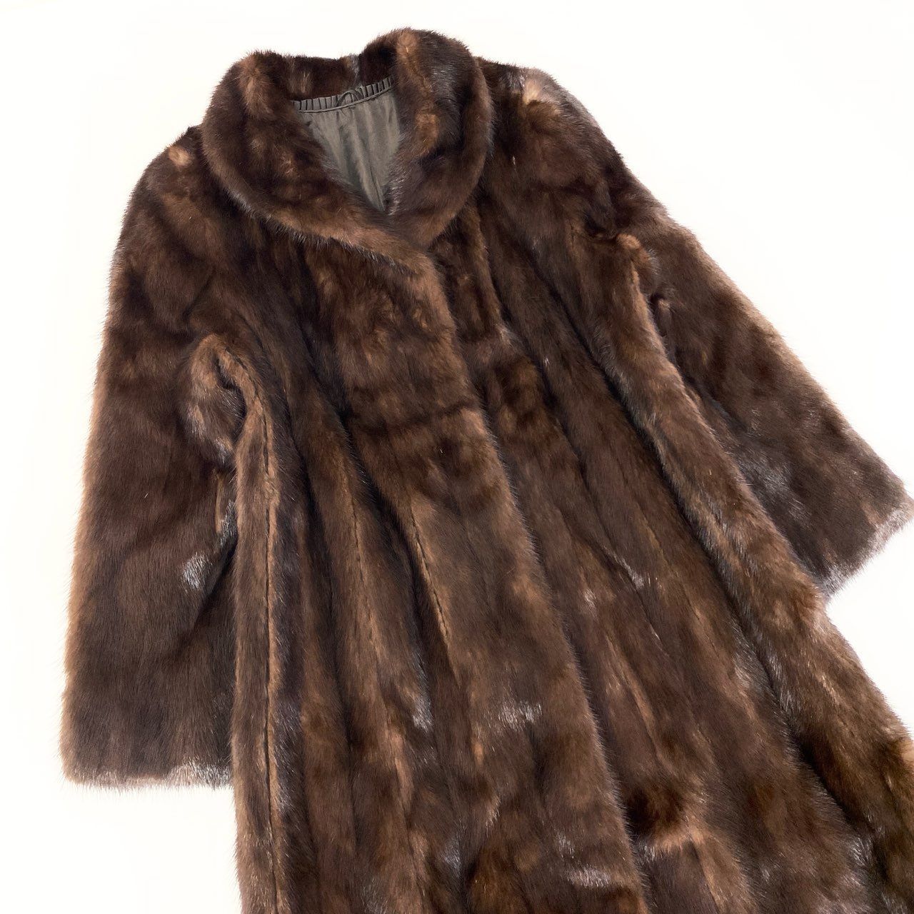 57a14 デミバフミンク 丈110cm 超ロングコート サイズ11 ブラウン 本