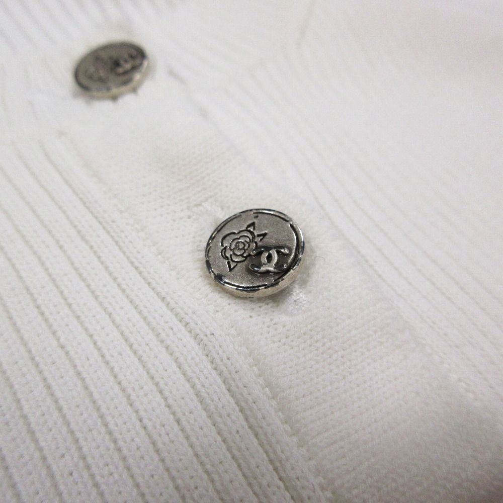 CHANEL シャネル カメリアココマークボタン ヘンリーネック リブニット