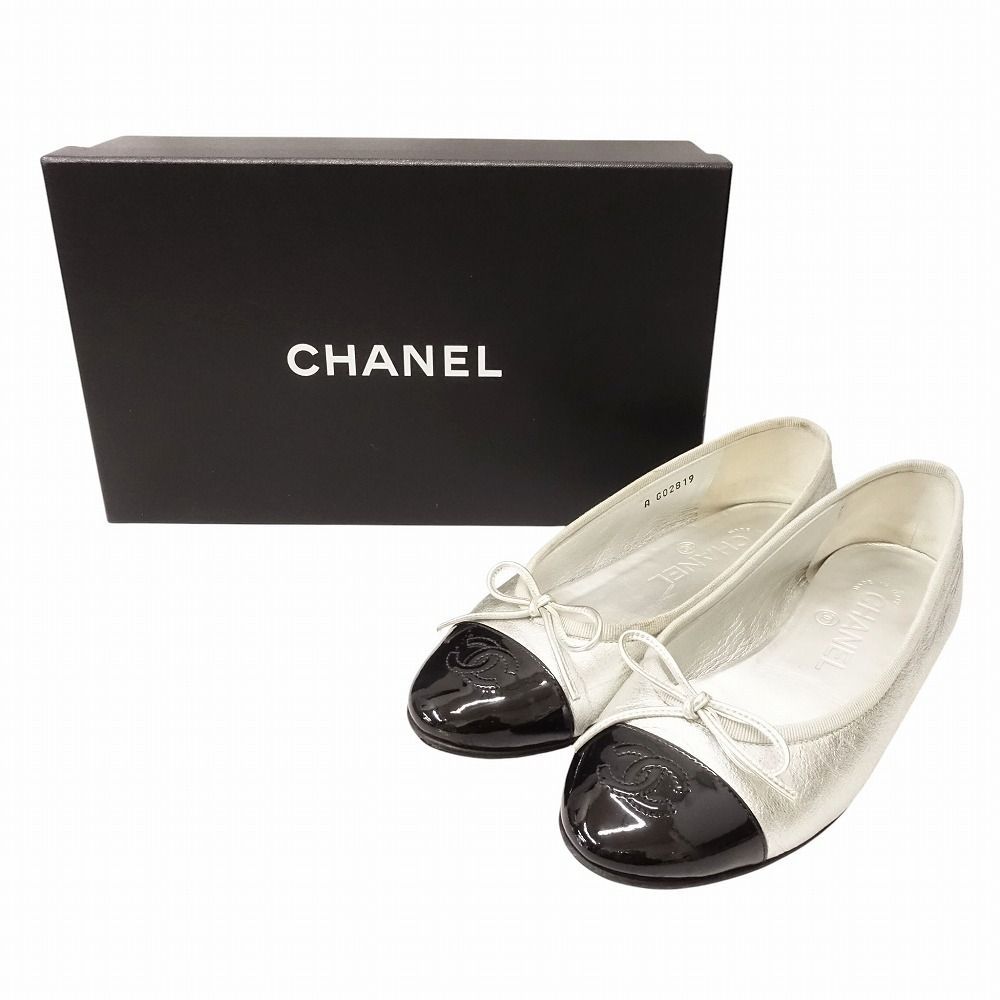 Chanel バレエフラット 35 CHANEL シャネル バレエシューズ フラット パンプス CC キャップトゥ