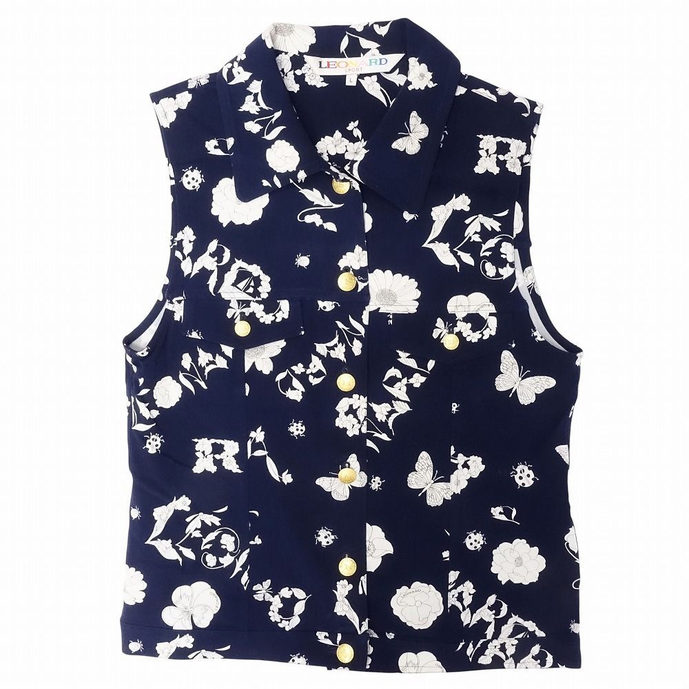LEONARD フラワープリント ノースリーブベスト　レオナール レオナール LEONARD SPORT 花柄ベスト ノースリーブジャケット