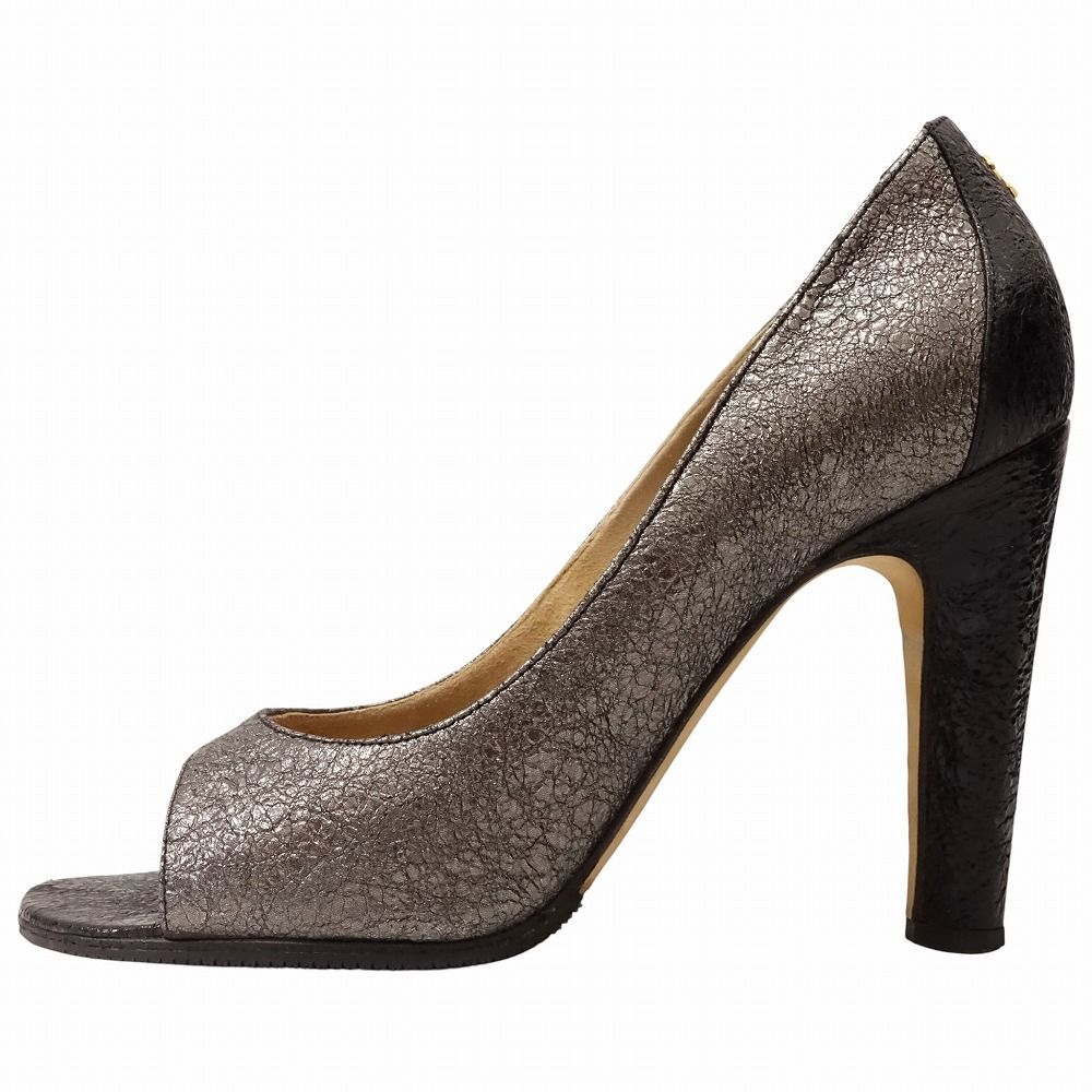 CHANEL シャネル パンプス オープントゥ メタリック レザー ゴールド