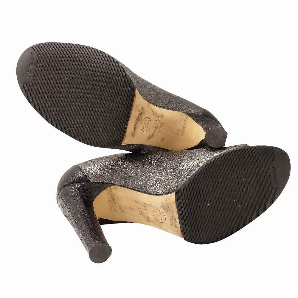 CHANEL シャネル パンプス オープントゥ メタリック レザー ゴールド