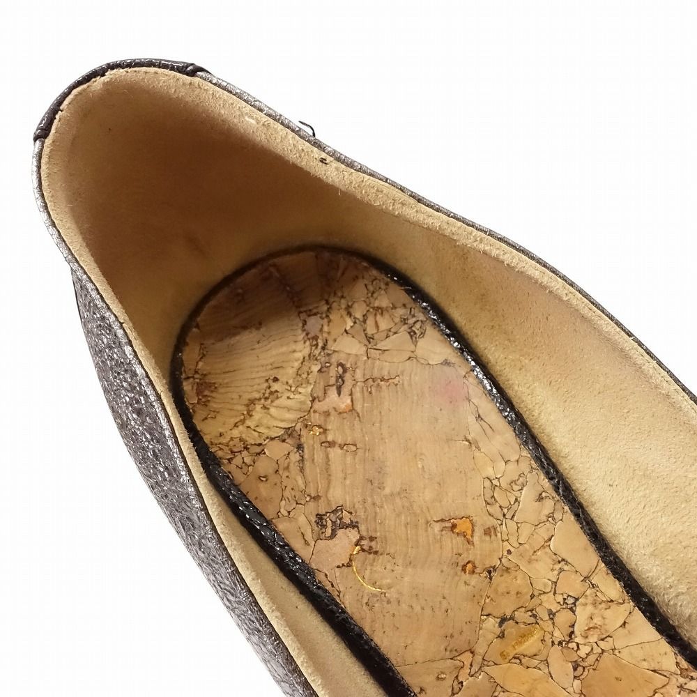 CHANEL シャネル パンプス オープントゥ メタリック レザー ゴールド