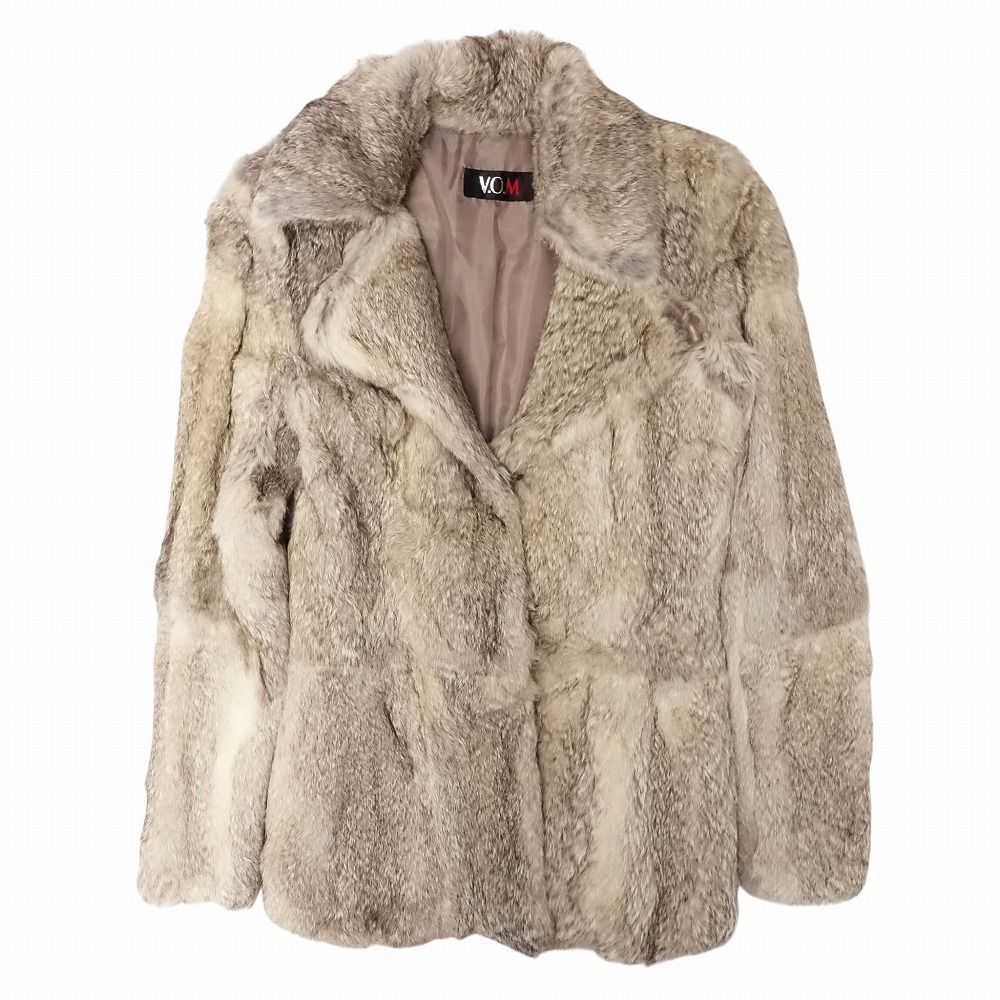 V.O.M ラビット ファー 毛皮 コート ジャケット ショート丈 リアル