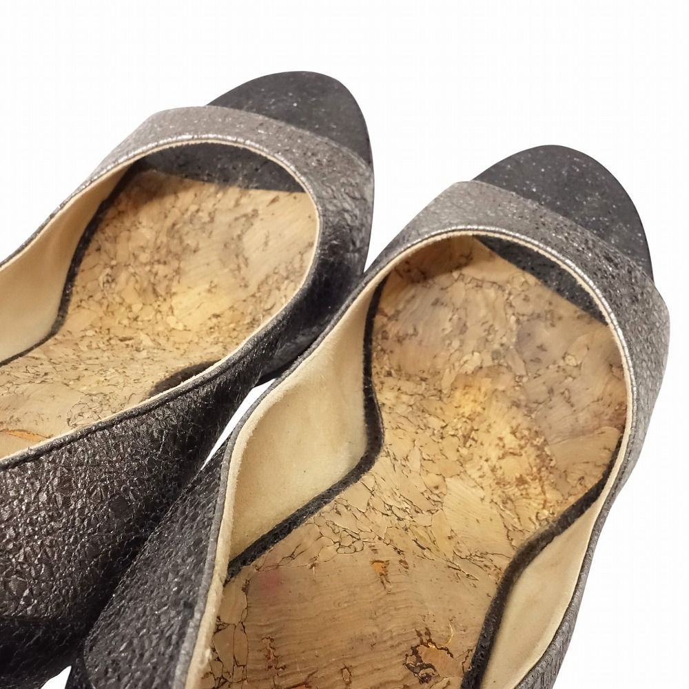 CHANEL シャネル パンプス オープントゥ メタリック レザー ゴールド