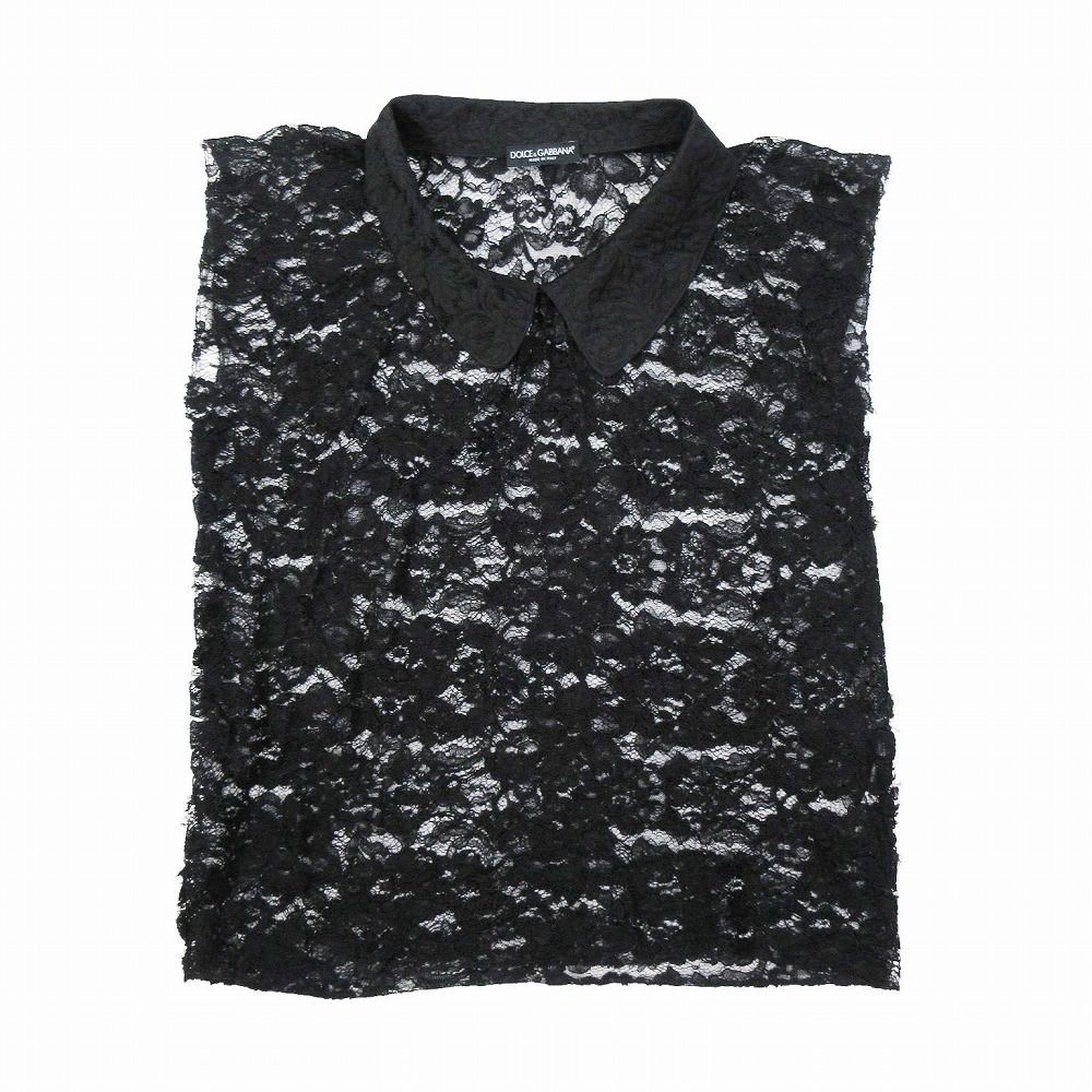 DOLCE & GABBANA ドルガバ 総レース ノースリーブ トップス L DOLCE&GABBANA ドルチェアンドガッバーナ 総レース シャツ ブラウス