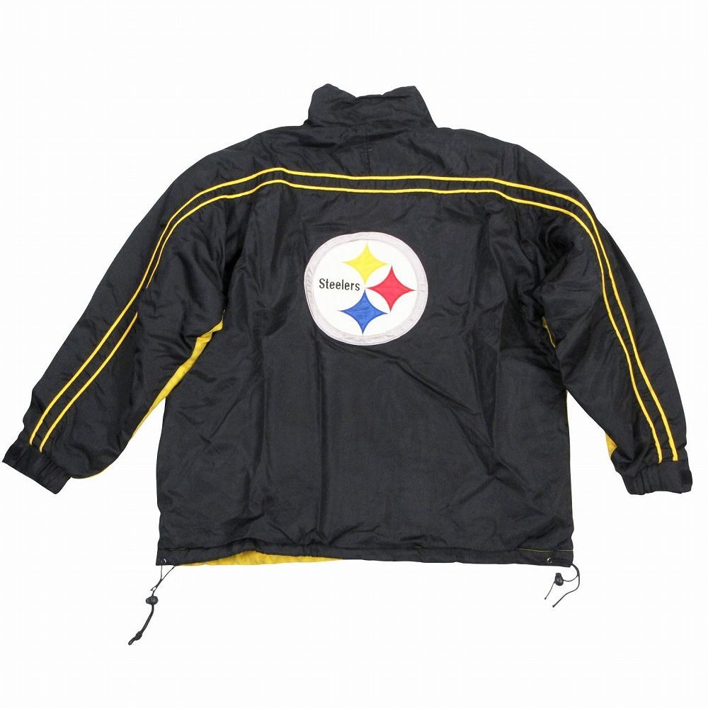 90s PRO PLAYER Steelers ナイロンジャケット 中綿 90's PRO PLAYER “NFL Pittsburgh Steelers” 中綿入り フード ナイロン