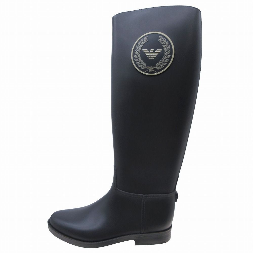 良品 ARMANI アルマーニ レインブーツ ロング ラバー ロゴ フランス製