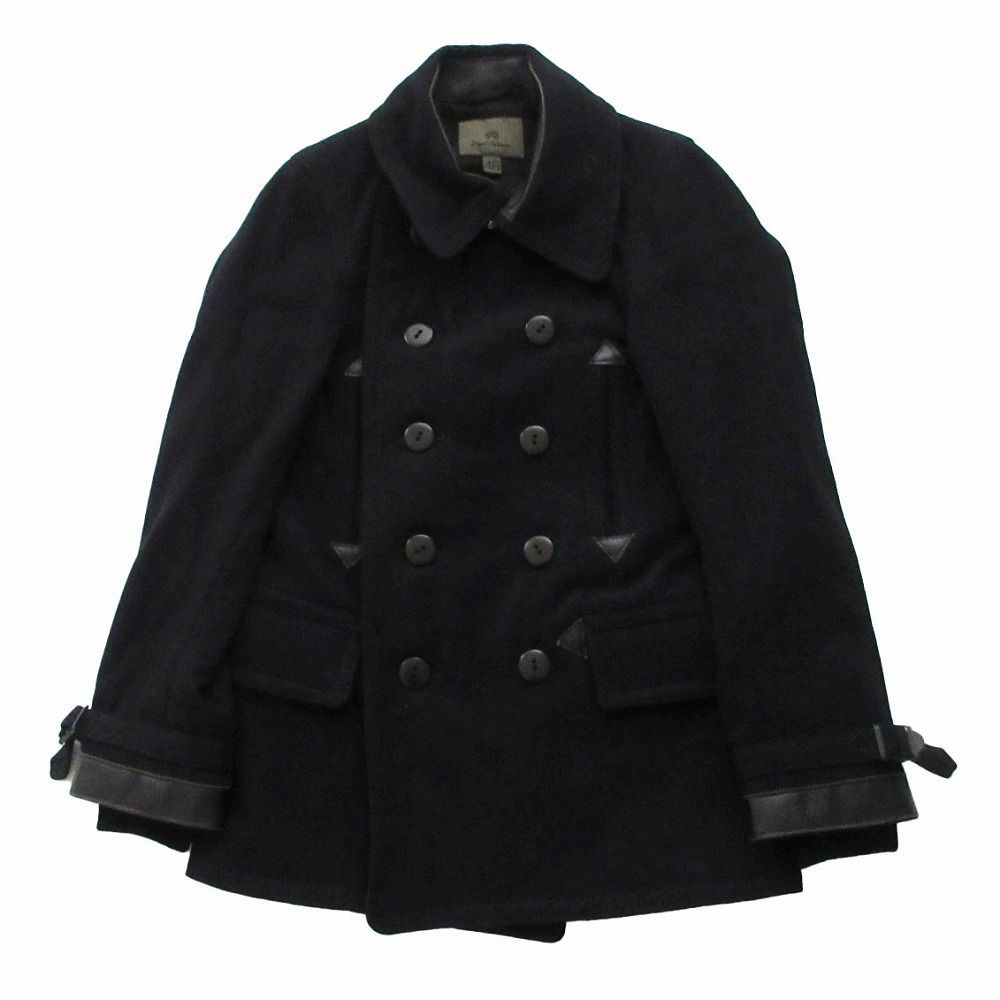 Nigel Cabourn ナイジェルケボーン ウールメルトン レザー切替 Pコート