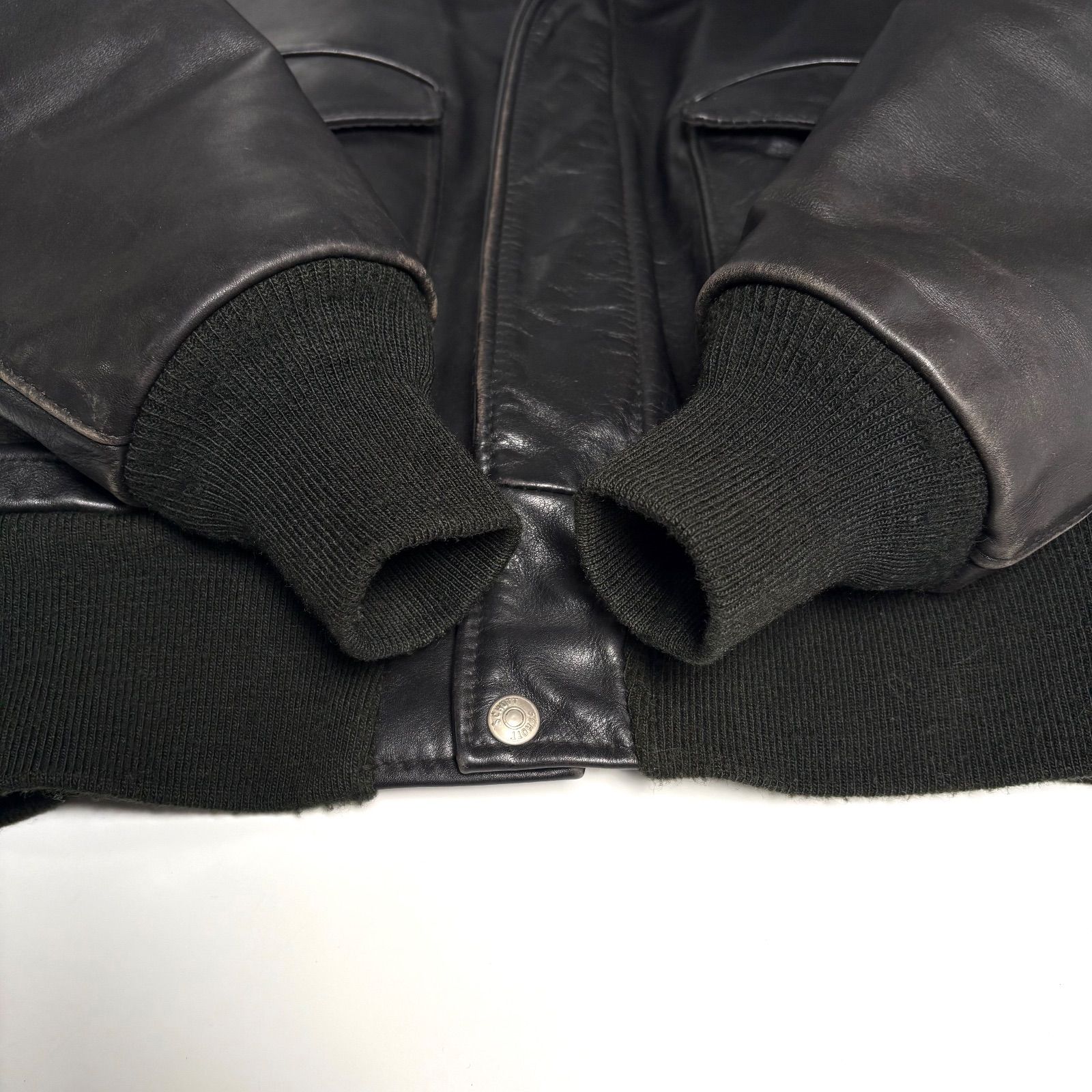 【希少】米国製 Schott レザージャケット 黒 40 フライトジャケット 米国製】SCHOTT レザージャケット 黒 40 フライトジャケット 184SM 本