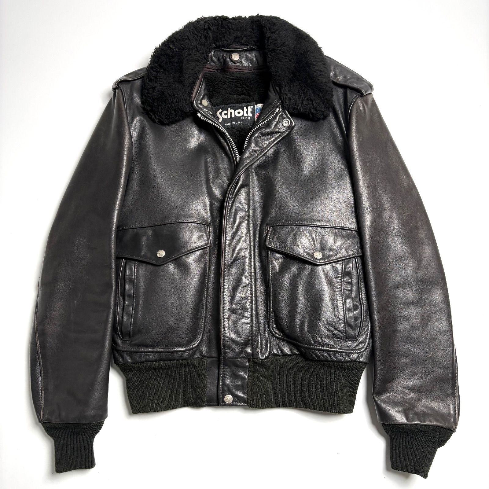 現行/42サイズ□schott フライトジャケット G-1 184SM 本革 黒 42