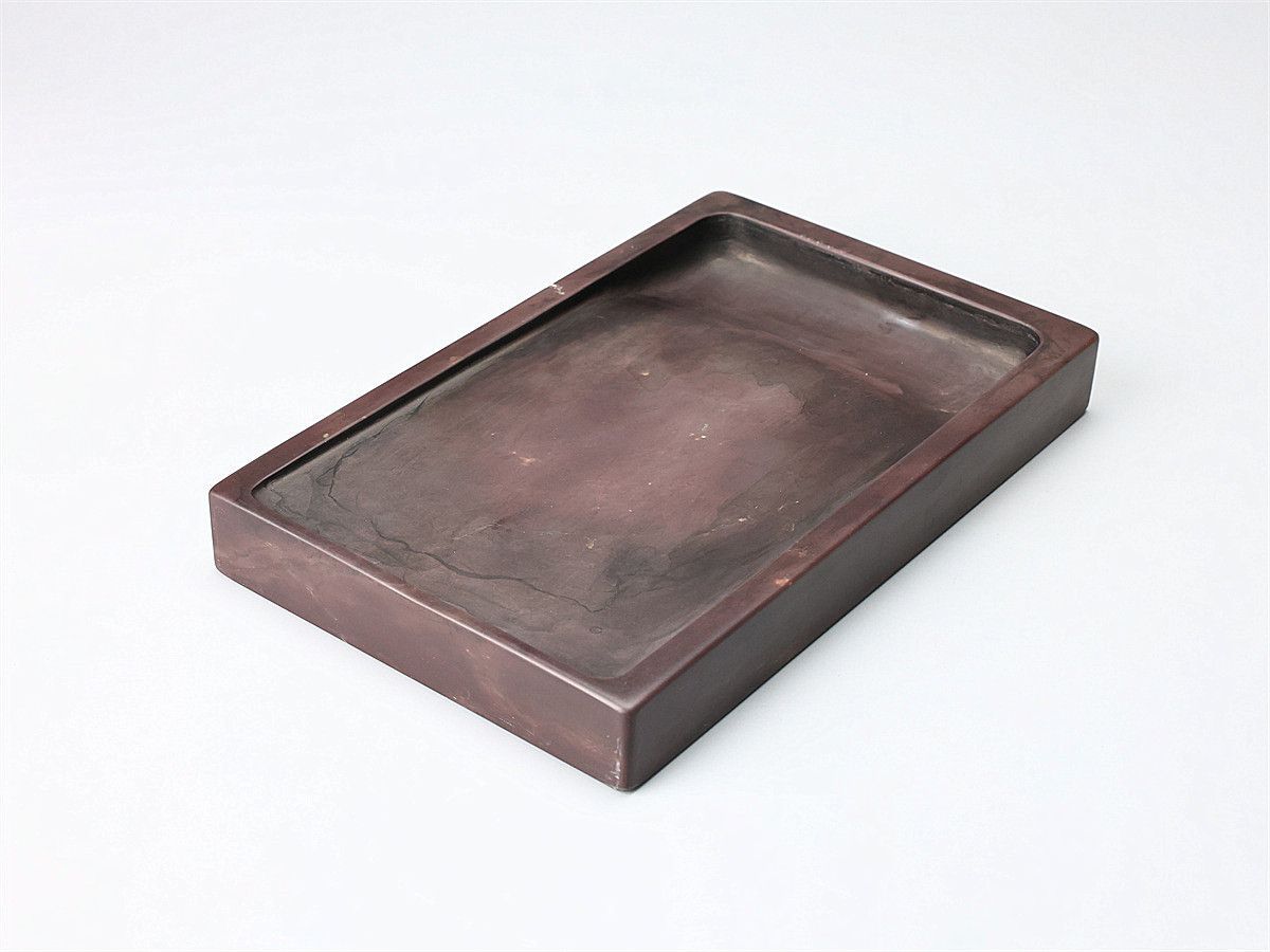 唐物 【天然端渓石製】 書道具 端渓硯 幅23×14.5㎝ 重2017g／木箱付