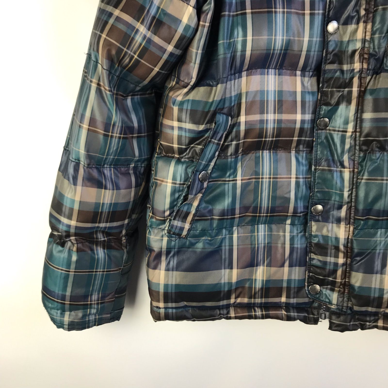 TK MIXPICE フード付きチェックジャンパー メンズ M グリーン