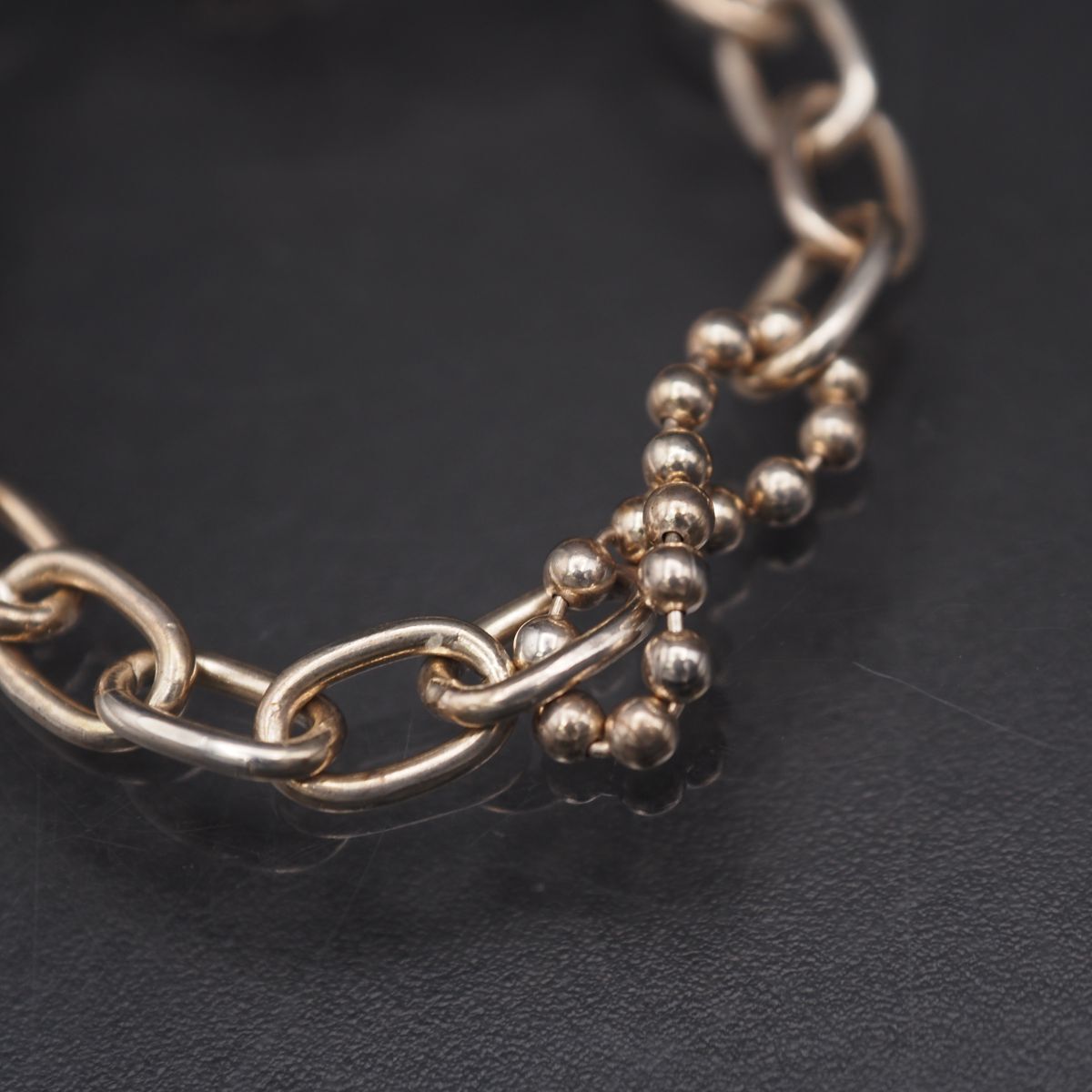 M077 ヴィンテージ 925刻印 ブレスレット チェーン デザイン シルバー