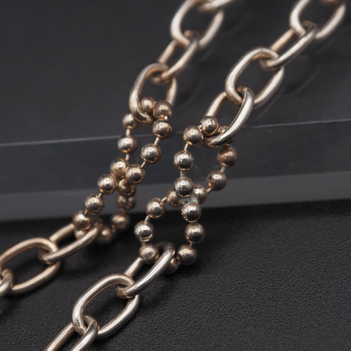 M077 ヴィンテージ 925刻印 ブレスレット チェーン デザイン シルバー