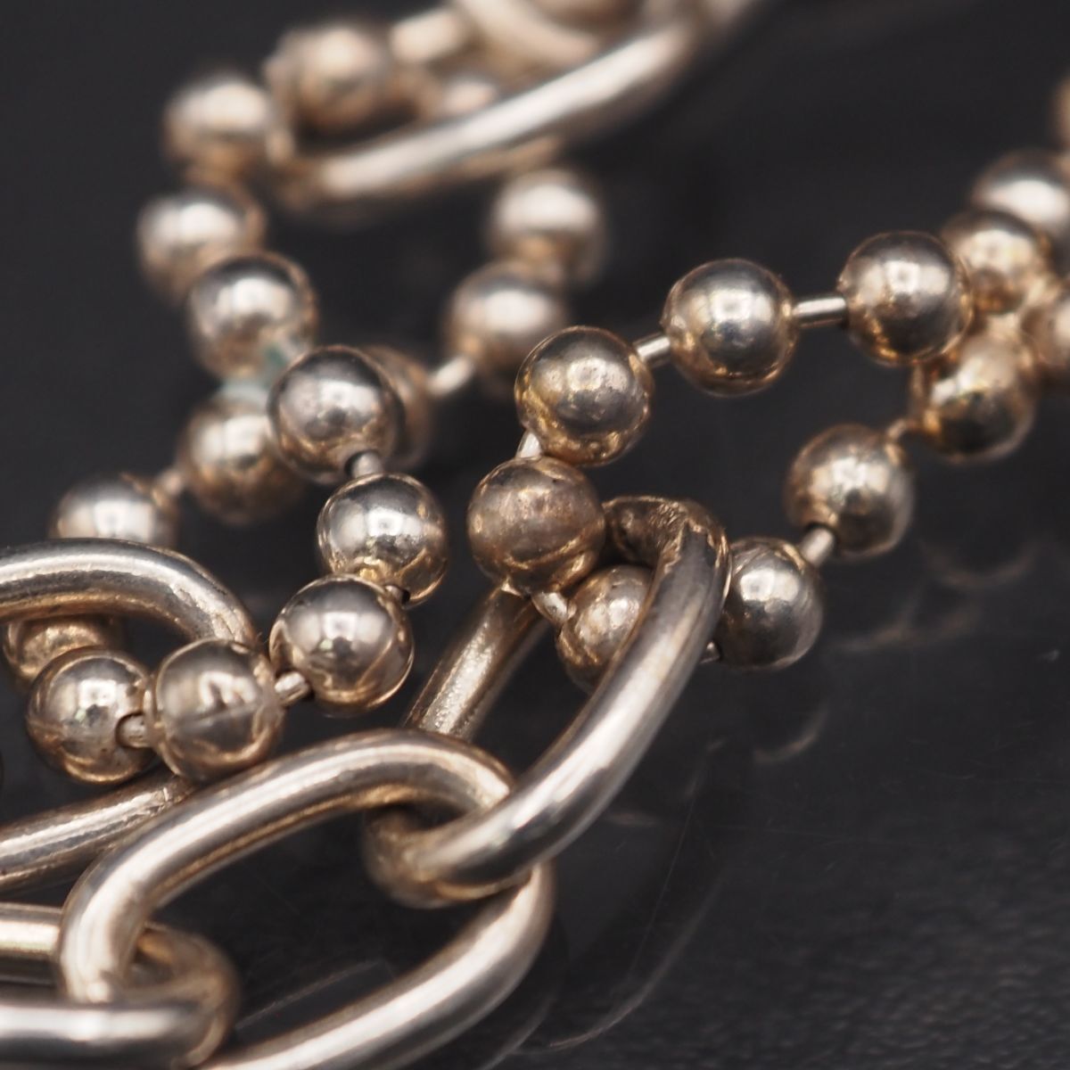 M077 ヴィンテージ 925刻印 ブレスレット チェーン デザイン シルバー