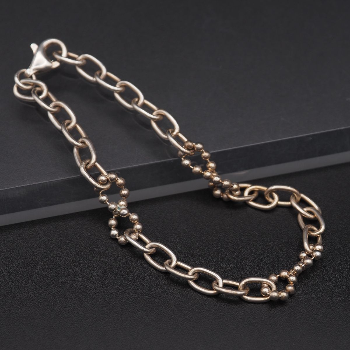 M077 ヴィンテージ 925刻印 ブレスレット チェーン デザイン シルバー