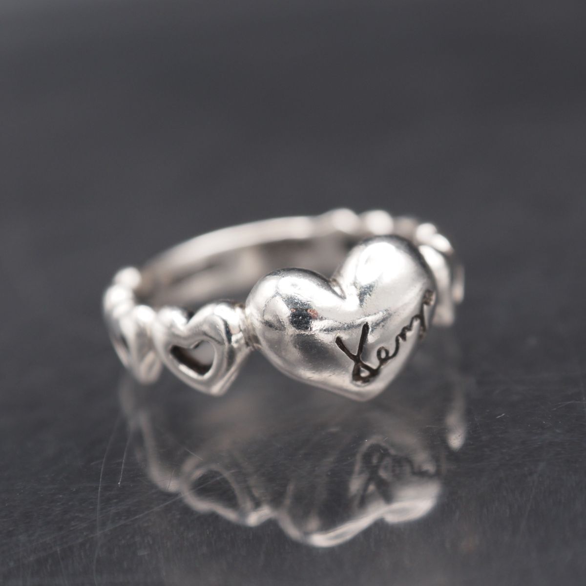 M451 KENZO ケンゾー 925S刻印 リング ロゴ ハート デザイン シルバー