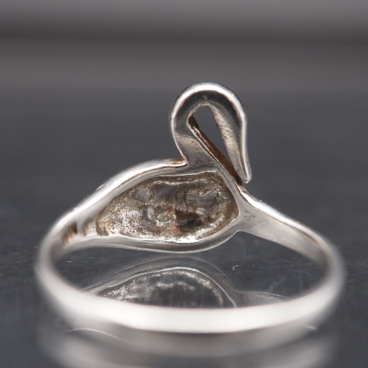 M421 ヴィンテージ 925刻印 リング 白鳥 デザイン シルバー 指輪 15-16