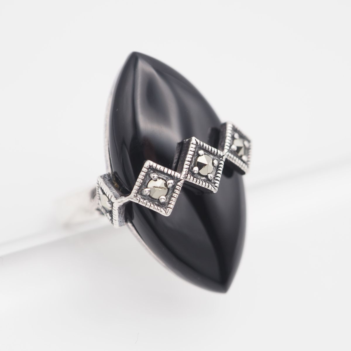 M321 オニキス マーカサイト マルカジット 925刻印 リング デザイン