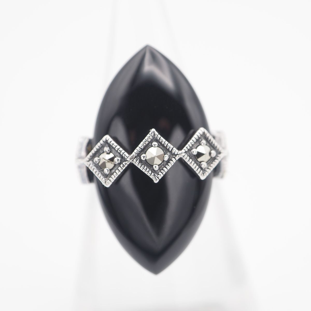 M321 オニキス マーカサイト マルカジット 925刻印 リング デザイン