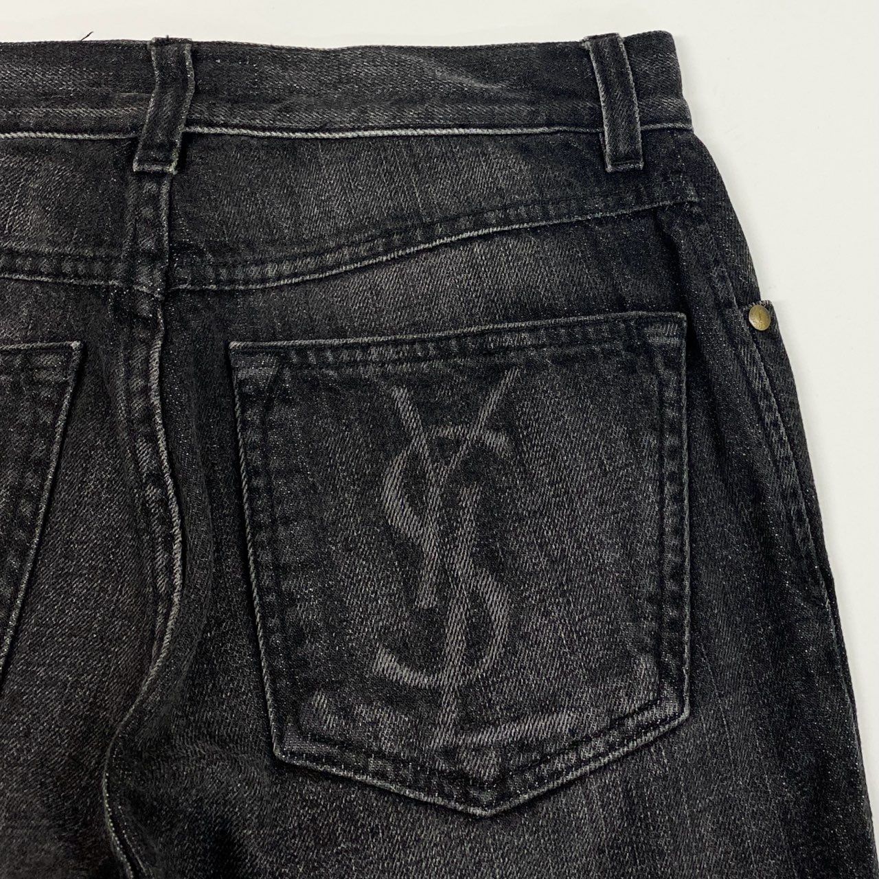 56a14 Yves Saint Laurent イブサンローラン YSLロゴ バックポケット 