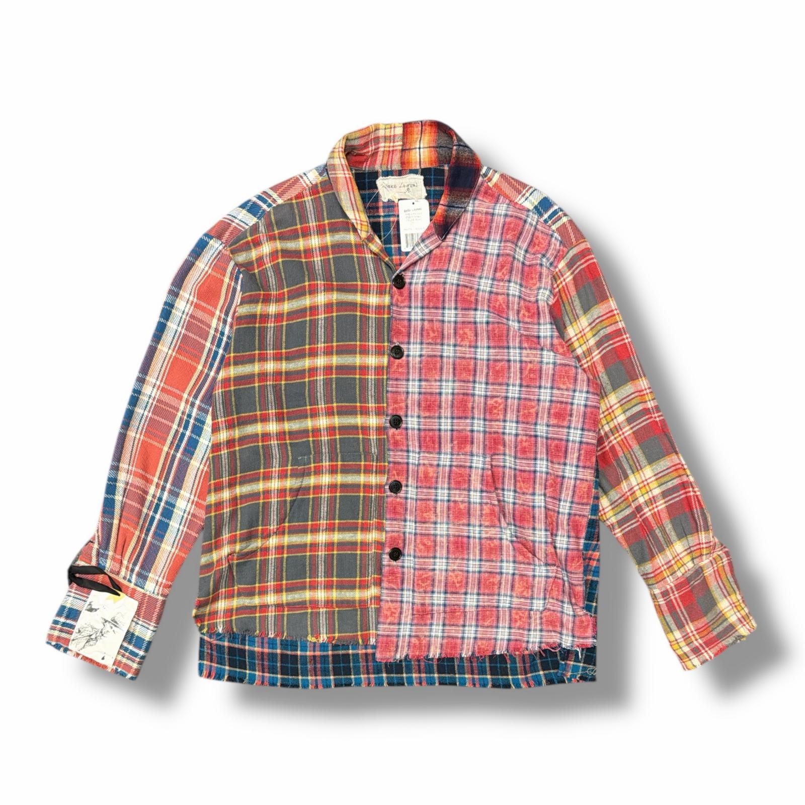 参考上代129800円 未使用 Greg Lauren 22SS MIXED PLAID SHAWL COLLAR