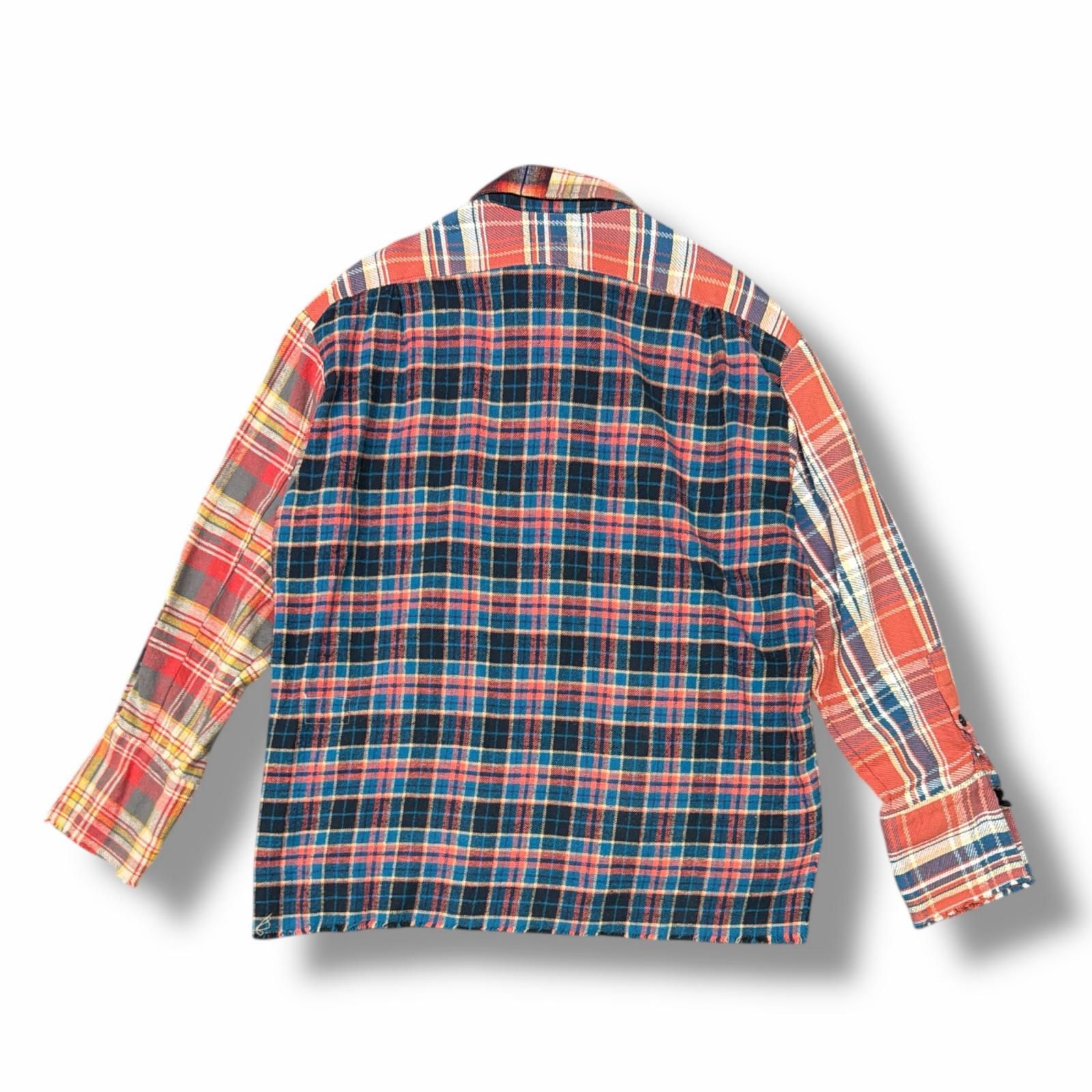 GREG LAUREN グレッグローレン ネルシャツカーディガン2 美品 参考上代129800円 未使用 Greg Lauren 22SS MIXED PLAID SHAWL COLLAR