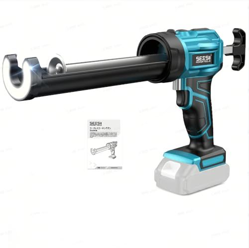 SEESII コードレス電動コーキングガン マキタ18 Vバッテリー対応 4段階速度調整 LEDライト搭載 シーリングガン 充電式 コーキング用接着剤ガン 本体のみ バッテリー別売 日本語取扱説明書付属 m