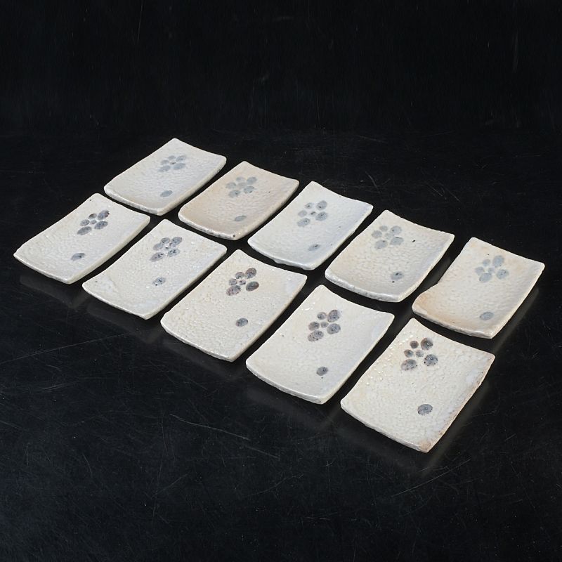 美濃焼 志野焼 祥山 真山 花文 銘々皿 五客 共箱 2点まとめて N S583