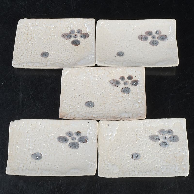 美濃焼 志野焼 祥山 真山 花文 銘々皿 五客 共箱 2点まとめて N S583