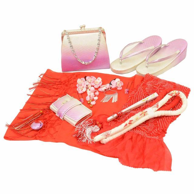 女の子 七五三 7歳 着付け小物 9点セット リサイクル着物 草履 バッグ