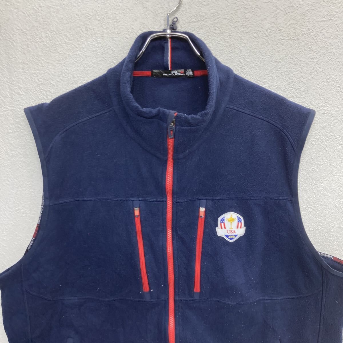 RLX フリースベスト 2XL ネイビー ラルフローレン ジップアップ ダブル