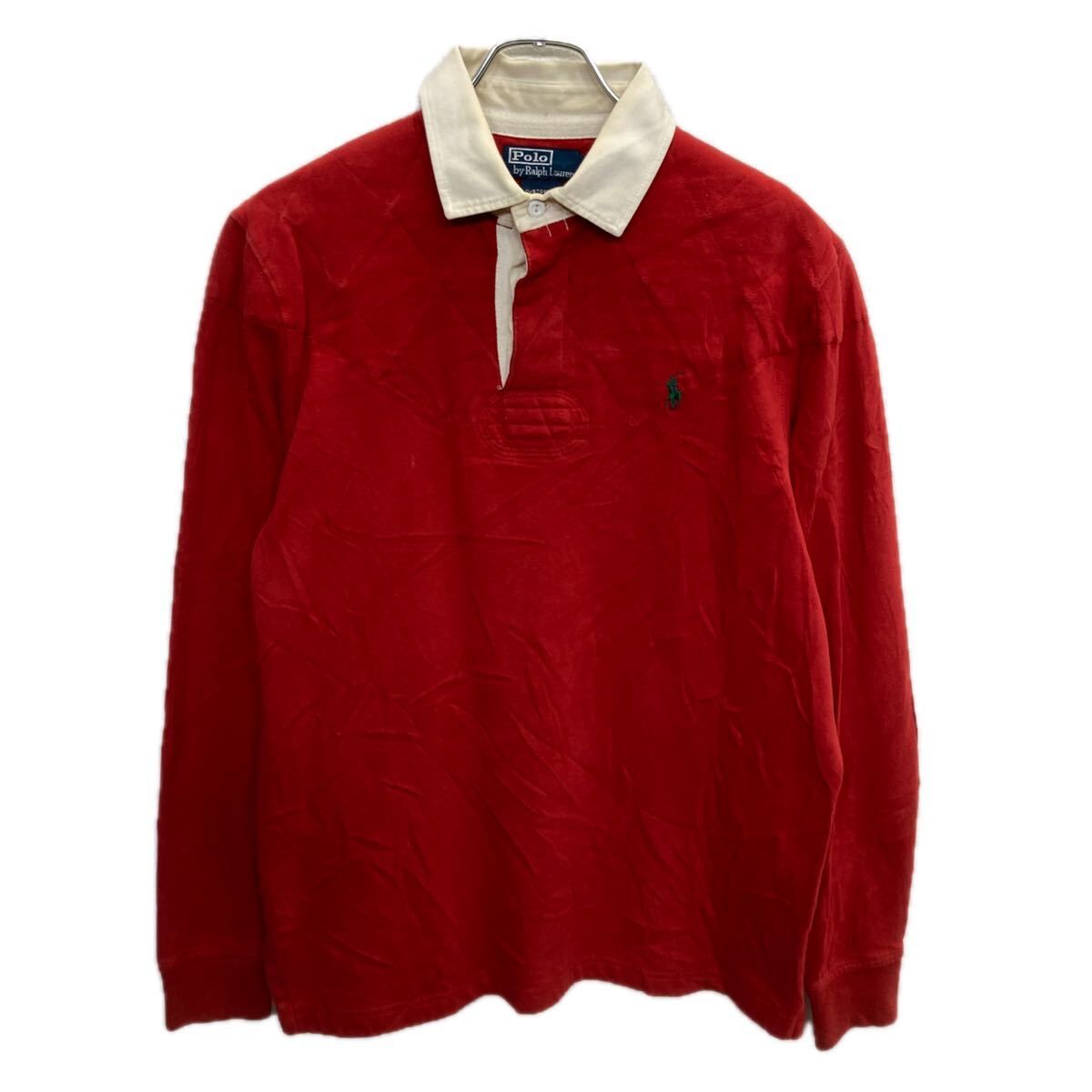 90s Polo Ralph Lauren 長袖 ラガーシャツ M レッド ポロラルフ