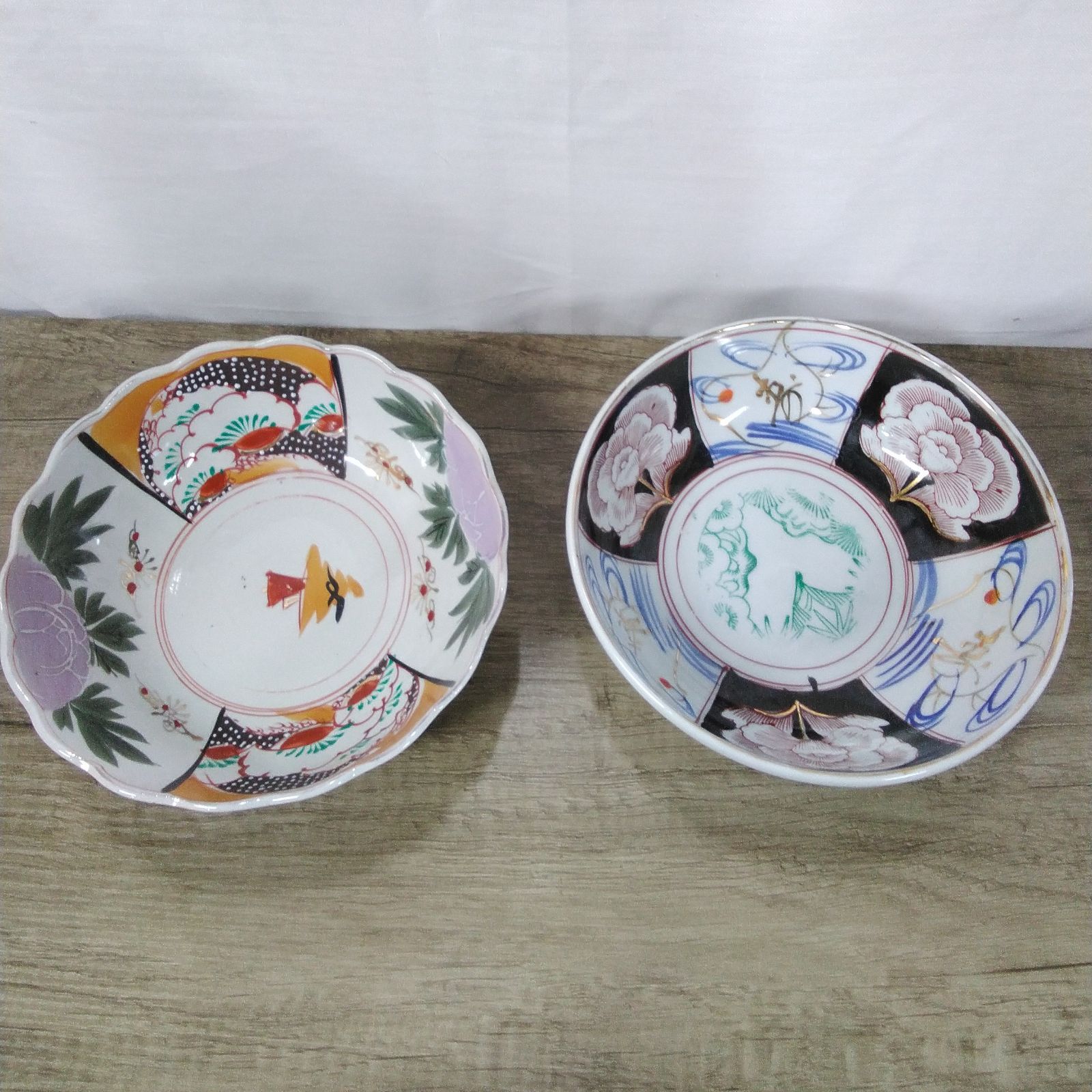 お値打ち！ 明治期 手描き 古伊万里 有田焼 煮物鉢 2点セット 浅鉢 和