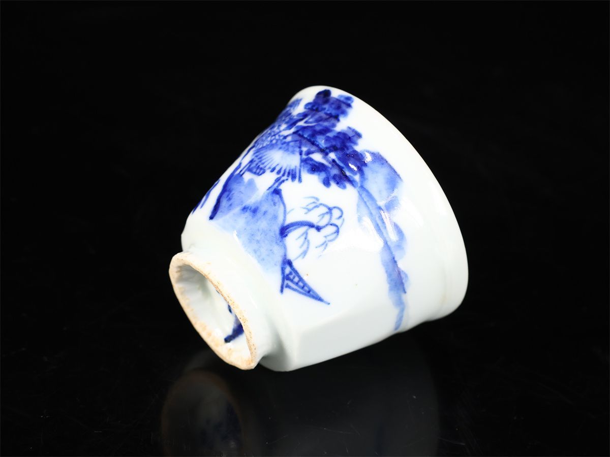 京焼名工 【清水六兵衛】 染付山水紋 湯呑 湯冷 3点セット／美品Y