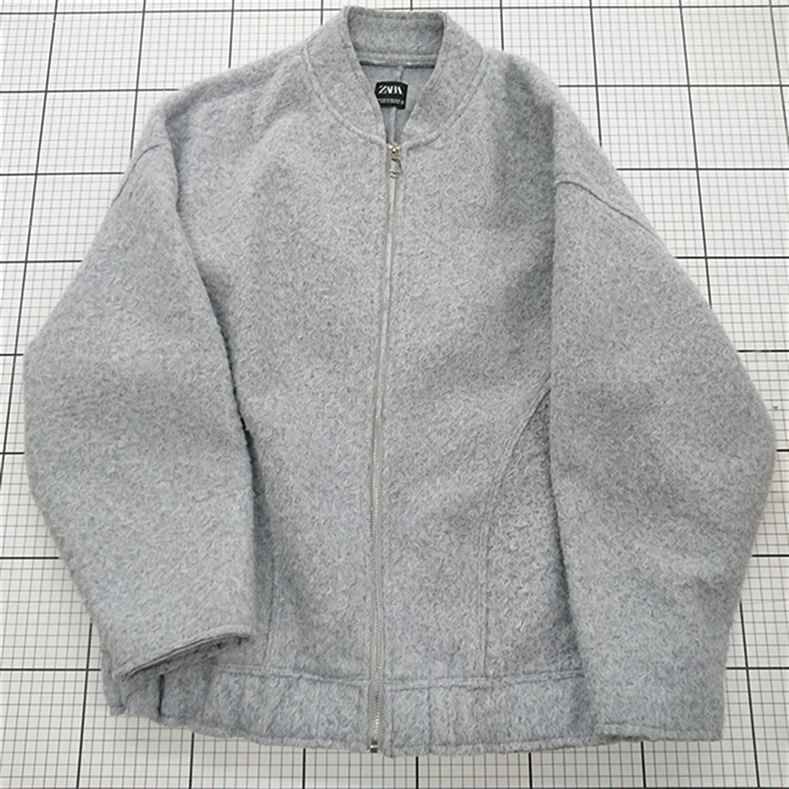 ZARA ウール混ジップアップジャケット ◇ ⊇ ザラ ZARA グレー系ウール