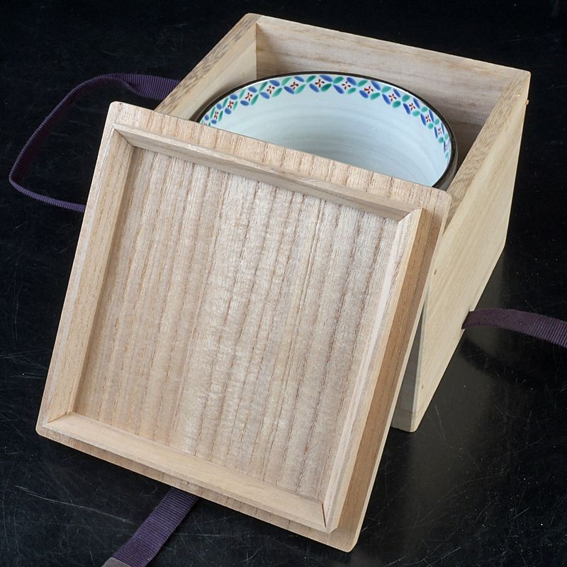 茶道具 京焼 鳴滝窯 橋本城岳造 乾山写 若菜摘み文 茶碗 共布共箱 C