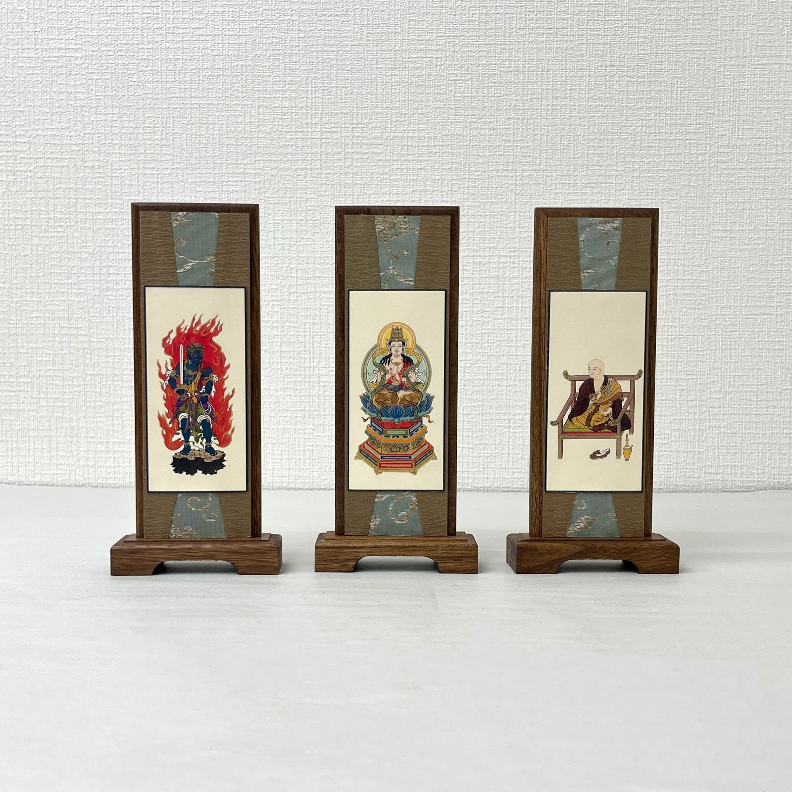 アウトレット スタンド掛軸 うすずみ 小 3幅セット 真言宗 高さ20 cm 大日如来 弘法大師 不動明王