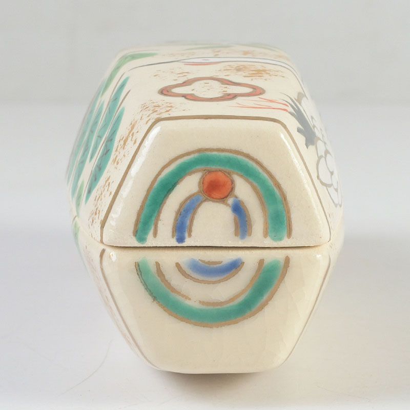 茶道具 京焼 岩倉窯 色絵鶴亀文 ぶりぶり香合 共箱 C S596 - メルカリ